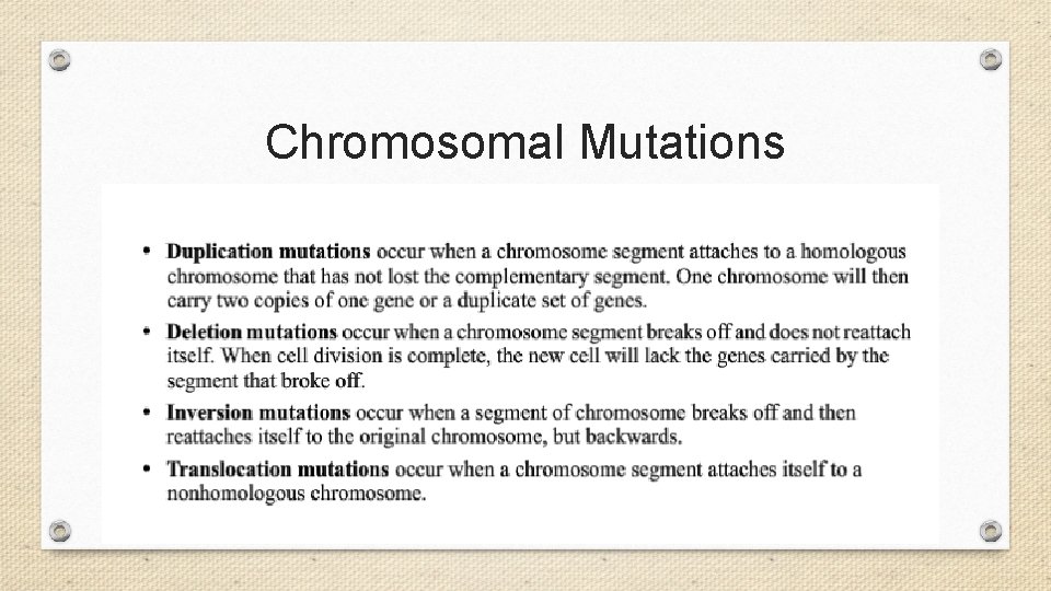 Chromosomal Mutations 