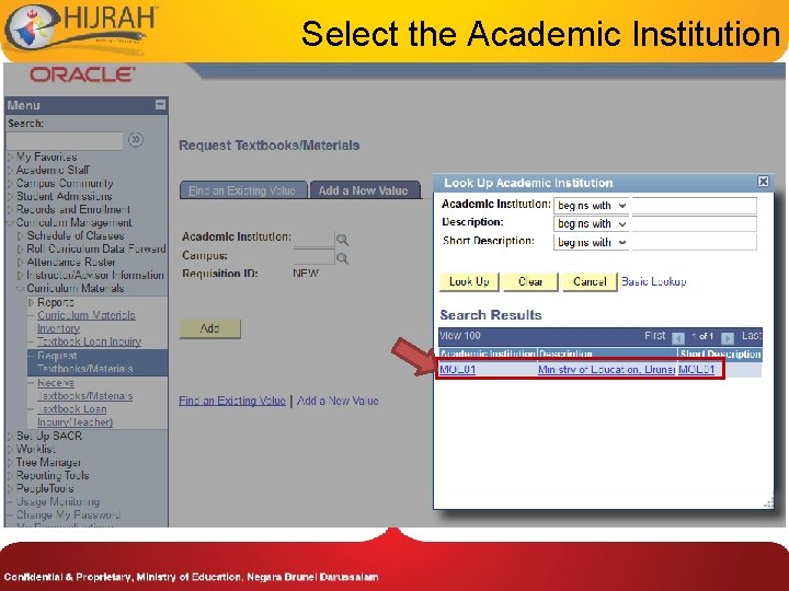 Select the Academic Institution 