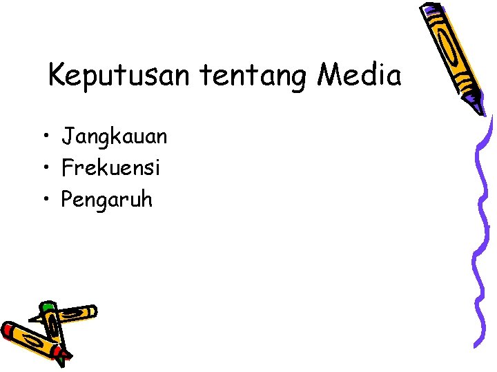 Keputusan tentang Media • Jangkauan • Frekuensi • Pengaruh 