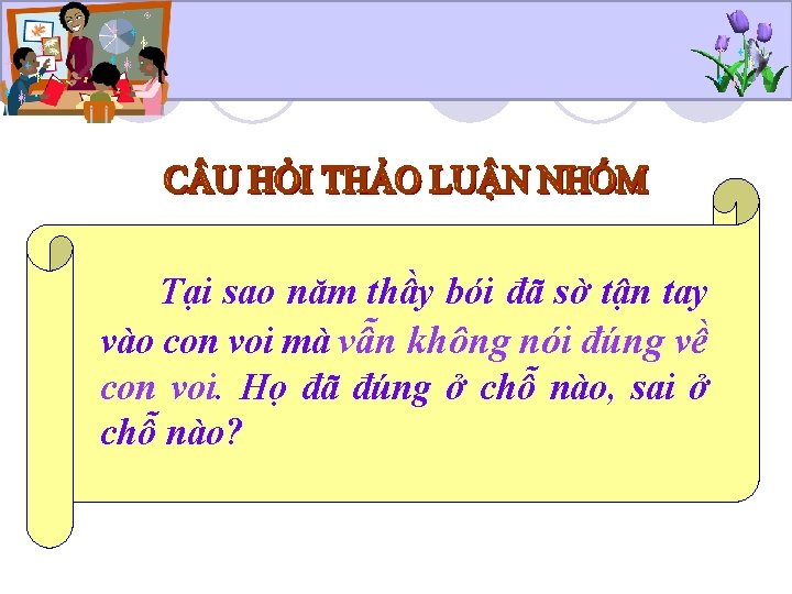 Tại sao năm thầy bói đã sờ tận tay vào con voi mà vẫn