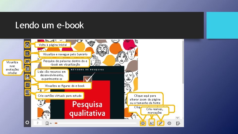 Lendo um e-book Volta à página inicial Visualize e navegue pelo Sumário Visualiza suas