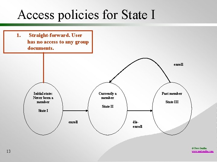 Access policies for State I 1. Straight-forward. User has no access to any group