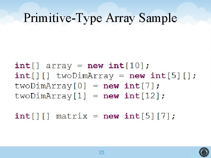 Primitive-Type Array Sample 35 