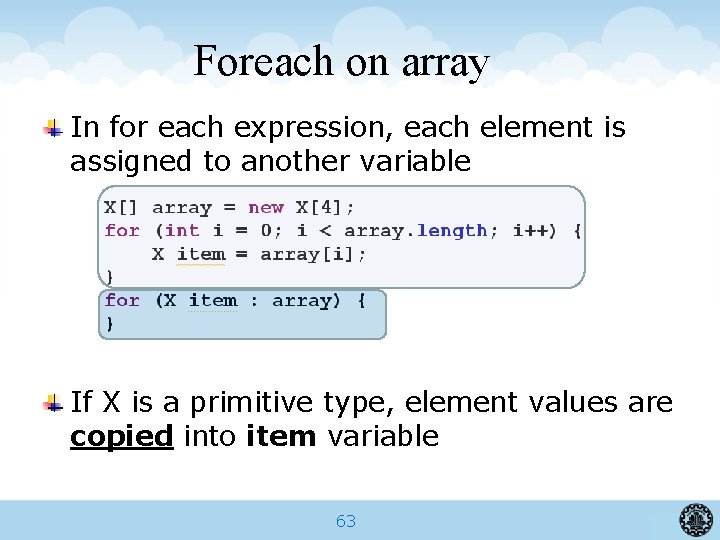Foreach on array In for each expression, each element is assigned to another variable