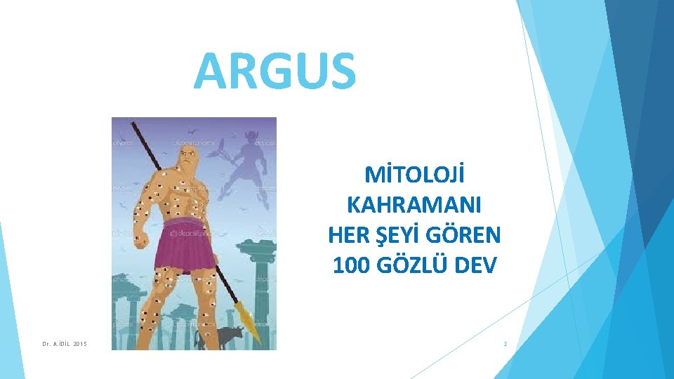 ARGUS MİTOLOJİ KAHRAMANI HER ŞEYİ GÖREN 100 GÖZLÜ DEV Dr. A. İDİL 2015 2