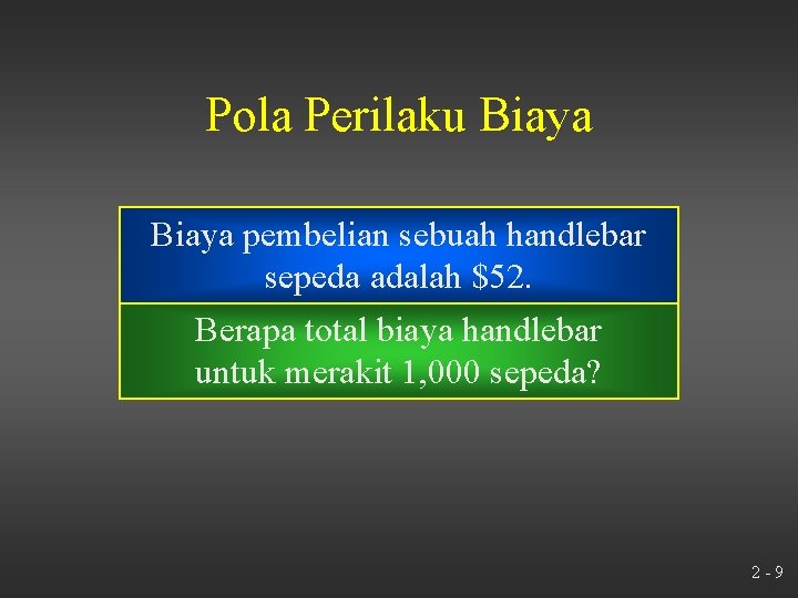 Pola Perilaku Biaya pembelian sebuah handlebar sepeda adalah $52. Berapa total biaya handlebar untuk
