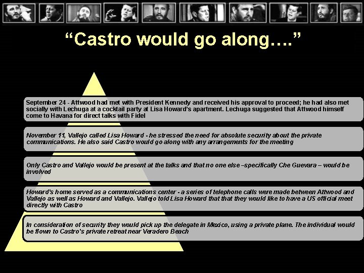 “Castro would go along…. ” September 24 - Attwood had met with President Kennedy