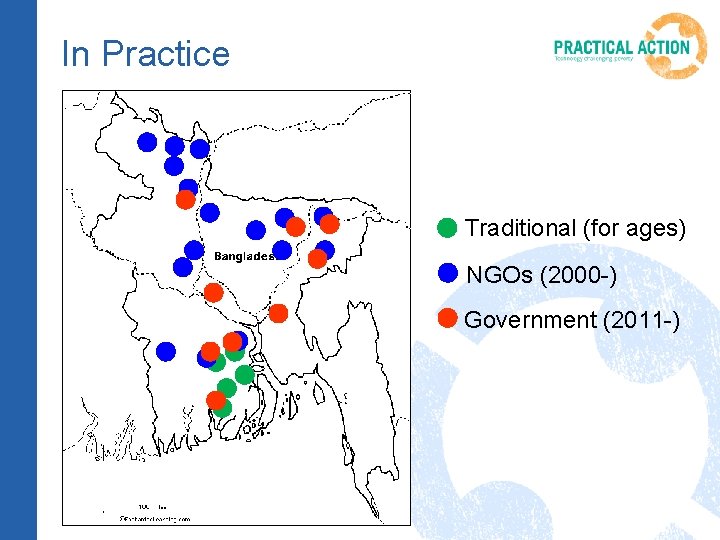 In Practice Traditional (for ages) NGOs (2000 -) Government (2011 -) 