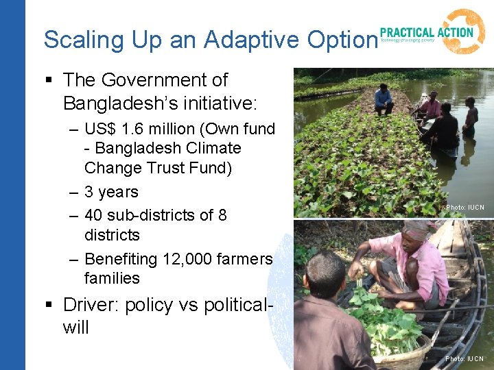 Scaling Up an Adaptive Option § The Government of Bangladesh’s initiative: – US$ 1.
