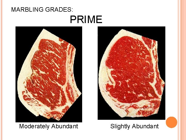 MARBLING GRADES: PRIME Moderately Abundant Slightly Abundant 