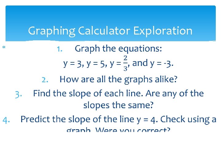 Graphing Calculator Exploration 