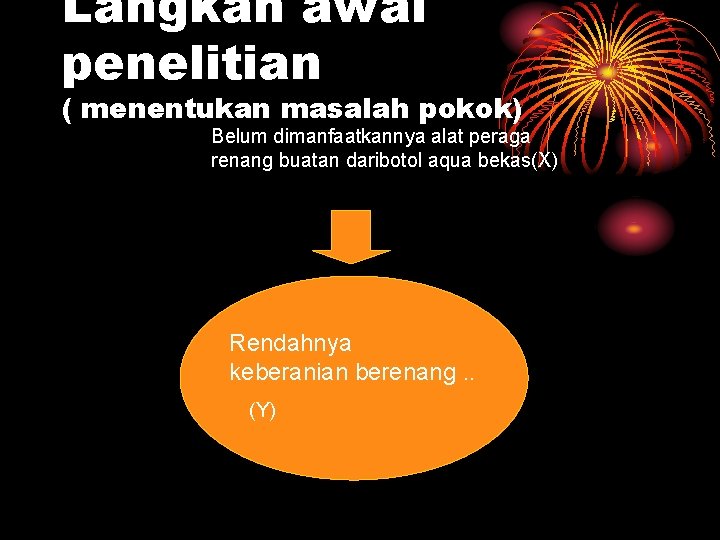 Langkah awal penelitian ( menentukan masalah pokok) Belum dimanfaatkannya alat peraga renang buatan daribotol