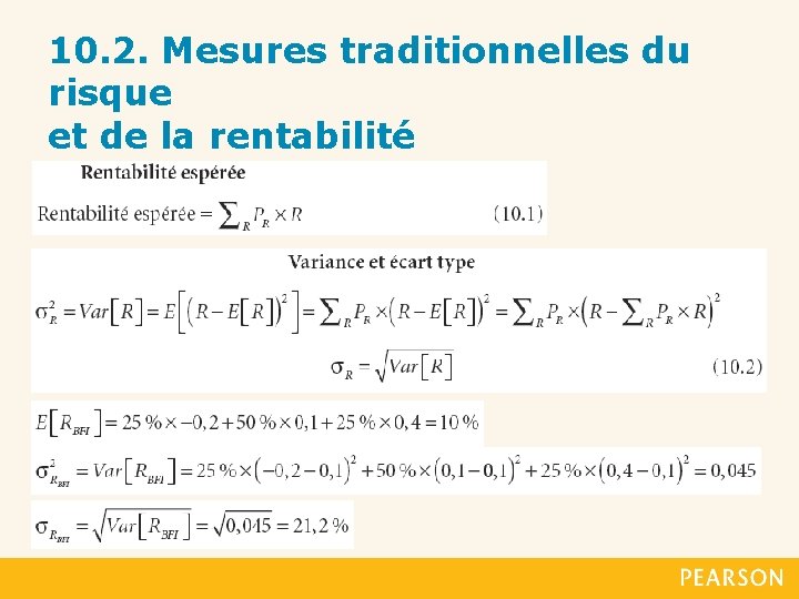 10. 2. Mesures traditionnelles du risque et de la rentabilité 