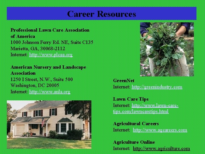 Career Resources Professional Lawn Care Association of America 1000 Johnson Ferry Rd. NE, Suite