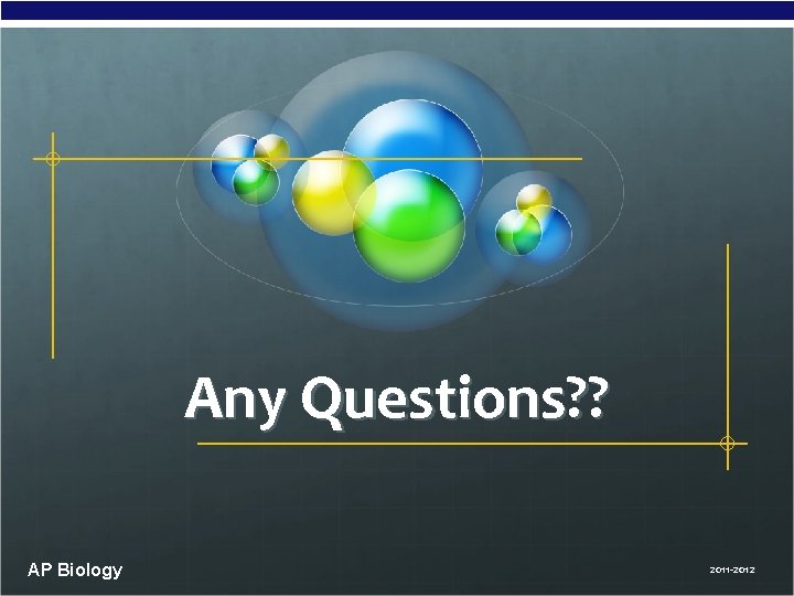 Any Questions? ? AP Biology 2011 -2012 