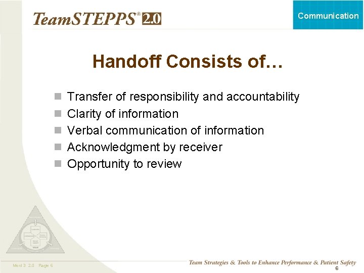 Communication Handoff Consists of… n n n Mod 3 2. 0 Page 6 Transfer