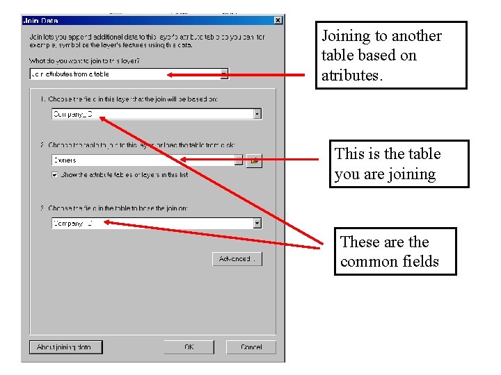 Joining to another table based on atributes. This is the table you are joining Joining to another table based on atributes. This is the table you are joining