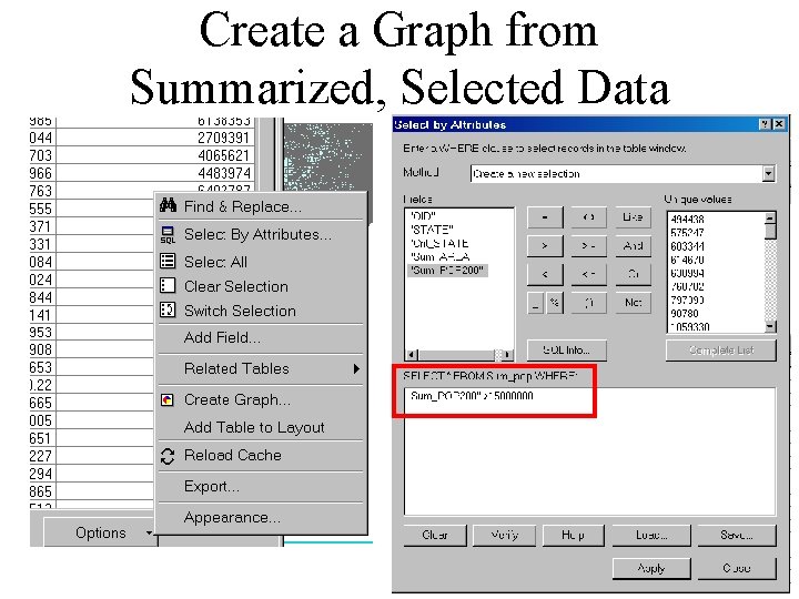 Create a Graph from Summarized, Selected Data Create a Graph from Summarized, Selected Data