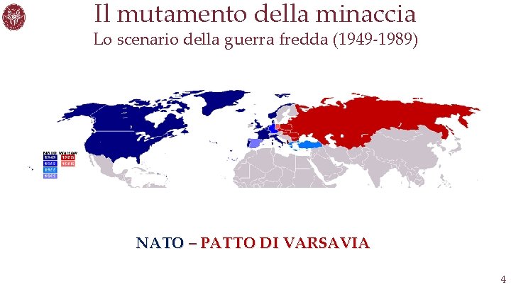 Il mutamento della minaccia Lo scenario della guerra fredda (1949 -1989) NATO – PATTO