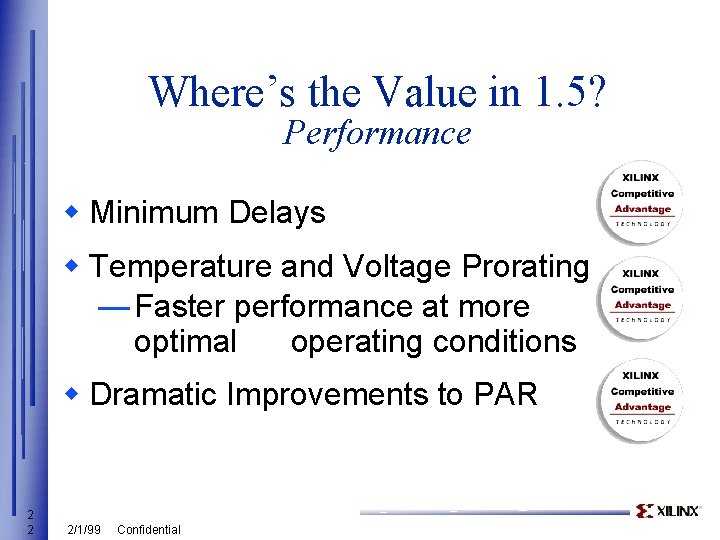 Where’s the Value in 1. 5? Performance w Minimum Delays w Temperature and Voltage
