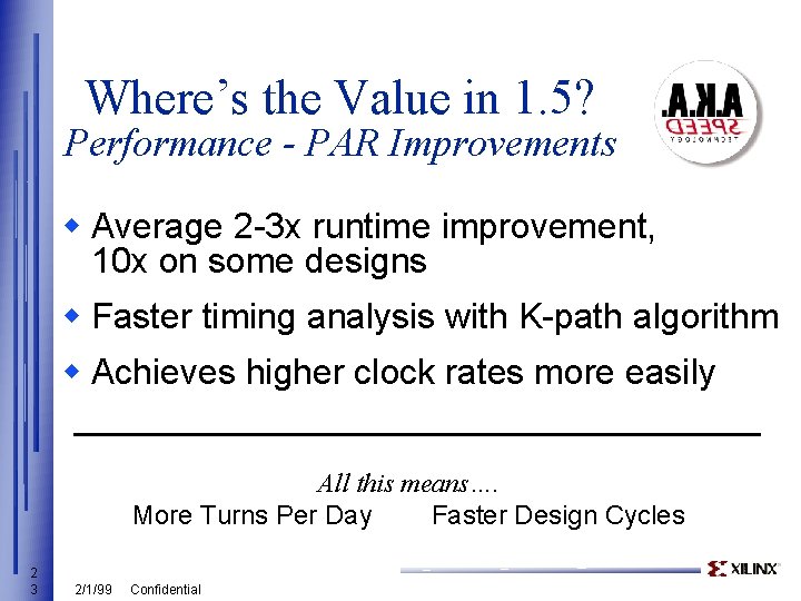 Where’s the Value in 1. 5? Performance - PAR Improvements w Average 2 -3