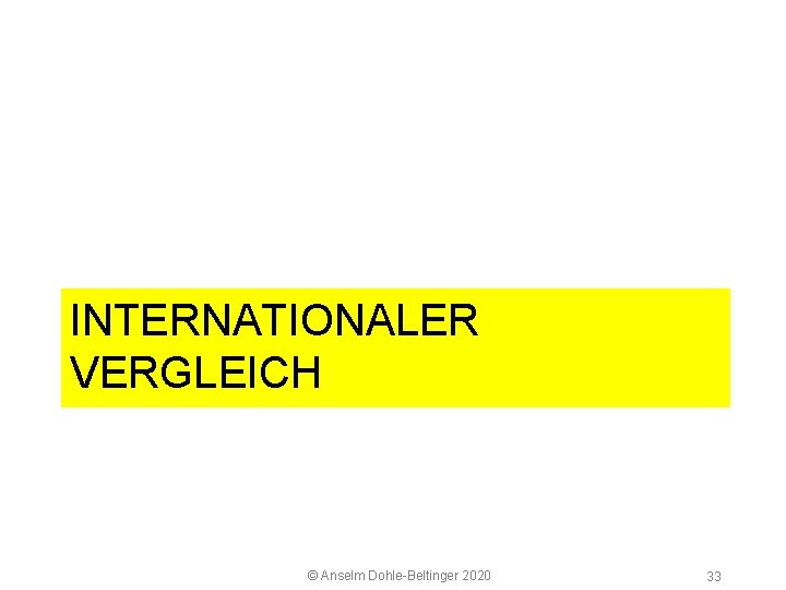 5 2 Arbeitsmarkt INTERNATIONALER VERGLEICH © Anselm Dohle Beltinger 2020 33 