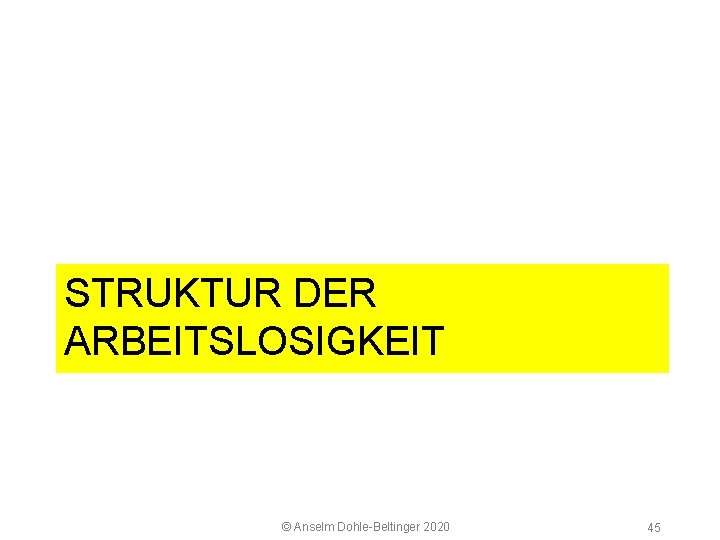 5 2 Arbeitsmarkt STRUKTUR DER ARBEITSLOSIGKEIT © Anselm Dohle Beltinger 2020 45 