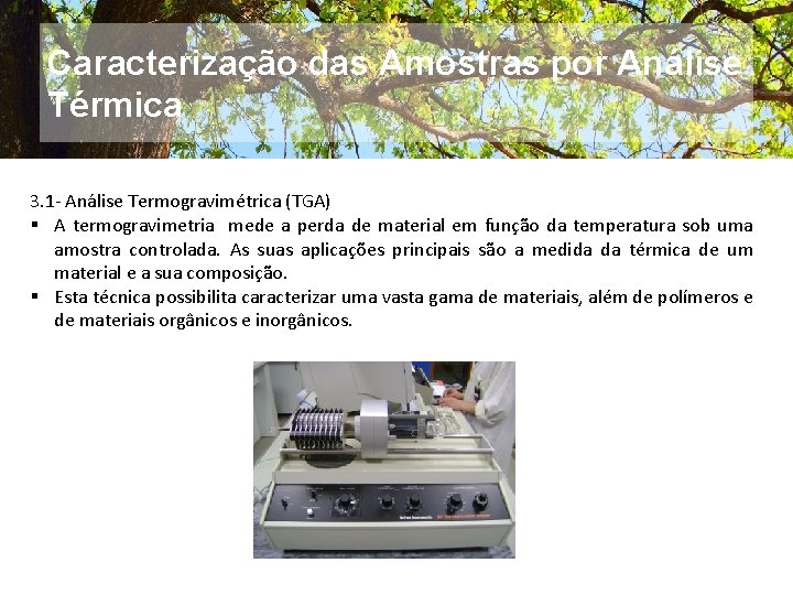 Caracterização das Amostras por Análise Térmica 3. 1 - Análise Termogravimétrica (TGA) § A