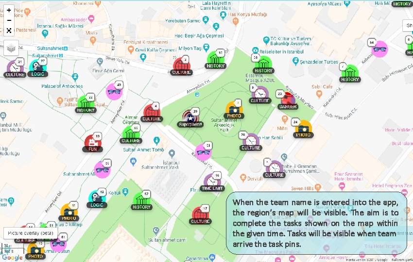 When the team name is entered into the app, the region’s map will be