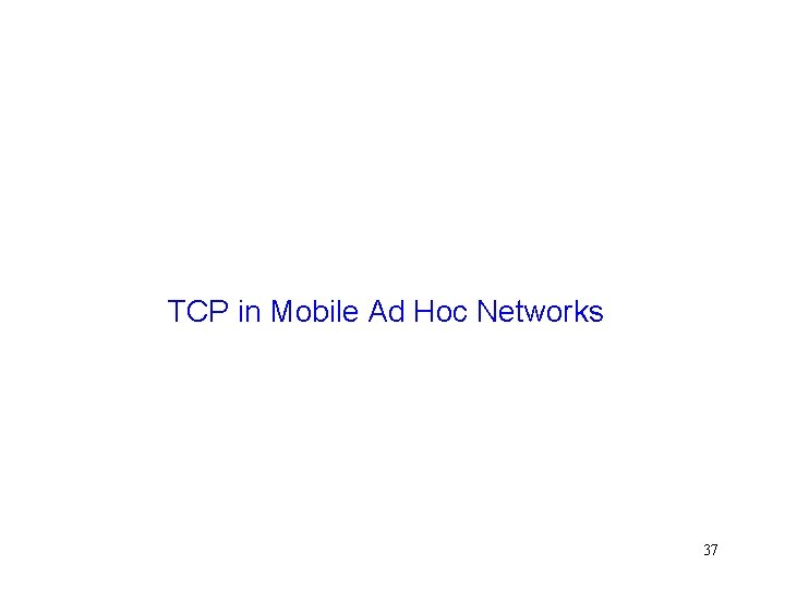 TCP in Mobile Ad Hoc Networks 37 