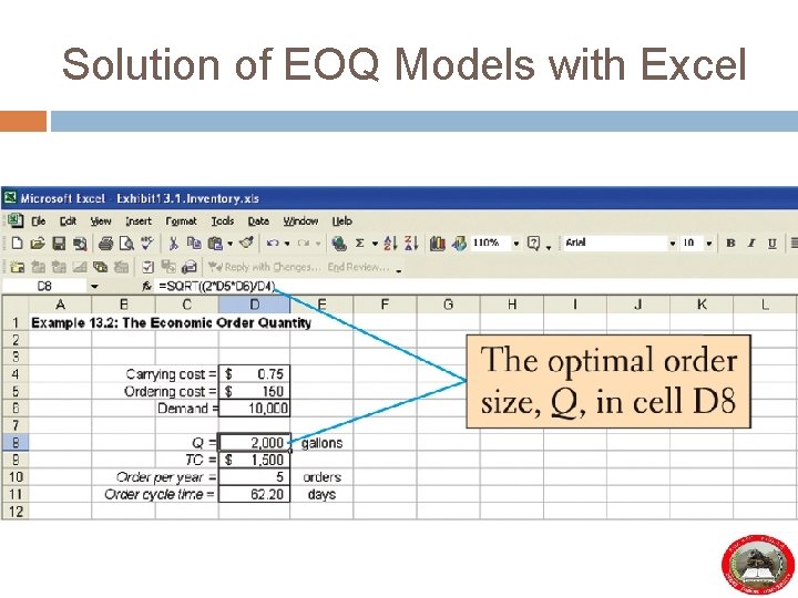 Solution of EOQ Models with Excel 