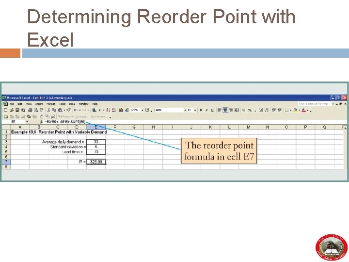 Determining Reorder Point with Excel 