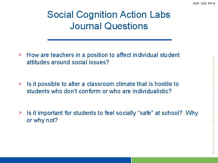 SSP: SOC PP-4 Social Cognition Action Labs Journal Questions > How are teachers in