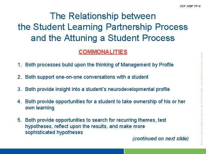 SSP: MBP PP-9 The Relationship between the Student Learning Partnership Process and the Attuning