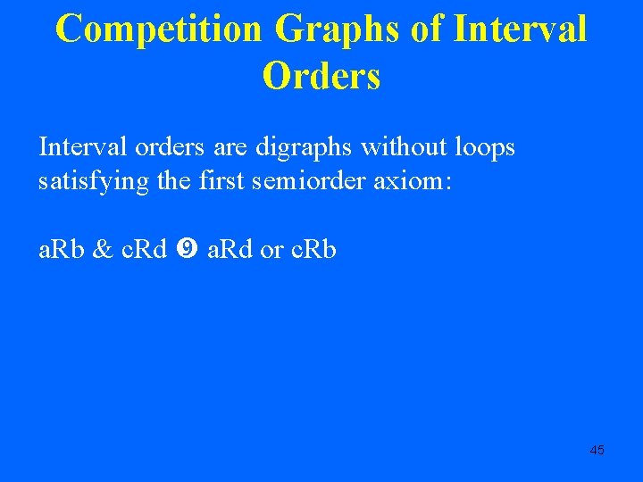 Competition Graphs of Interval Orders Interval orders are digraphs without loops satisfying the first