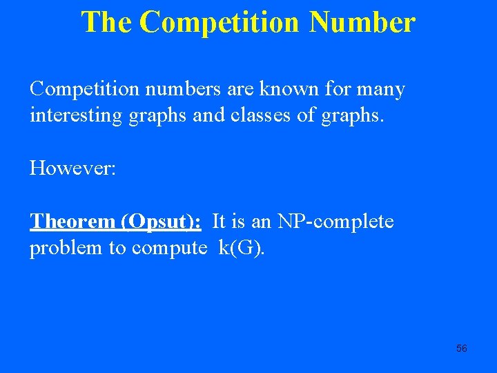 The Competition Number Competition numbers are known for many interesting graphs and classes of
