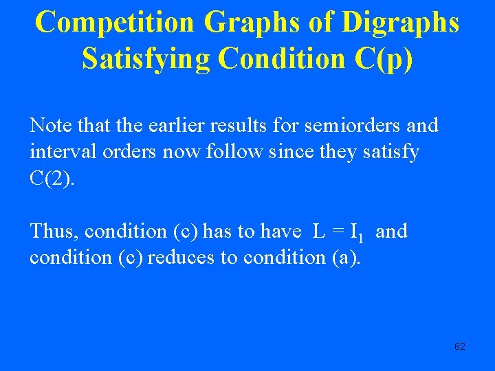 Competition Graphs of Digraphs Satisfying Condition C(p) Note that the earlier results for semiorders