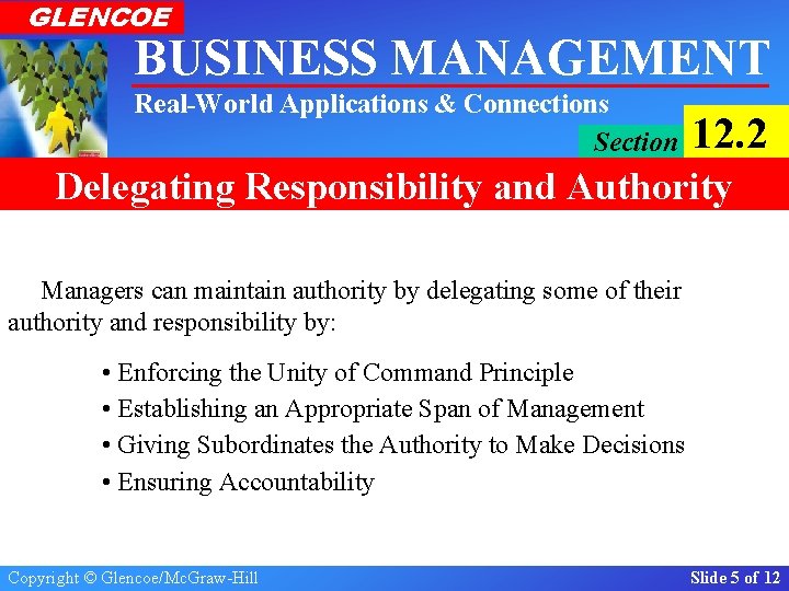 GLENCOE BUSINESS MANAGEMENT Real-World Applications & Connections Section 12. 2 Delegating Responsibility and Authority