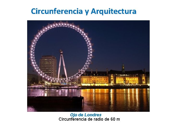 Circunferencia y Arquitectura Ojo de Londres Circunferencia de radio de 60 m 