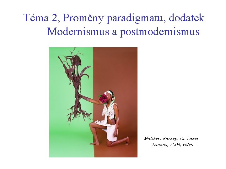 Téma 2, Proměny paradigmatu, dodatek Modernismus a postmodernismus Matthew Barney, De Lama Lamina, 2004,