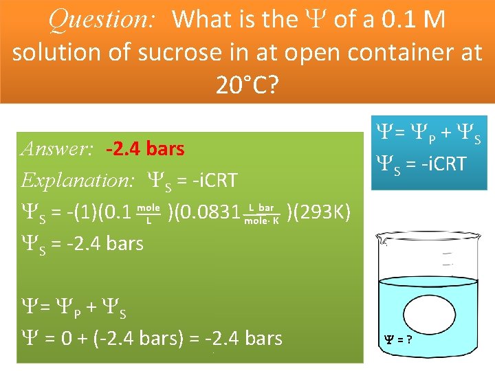 Question: What is the of a 0. 1 M solution of sucrose in at