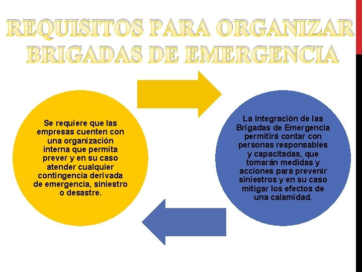 REQUISITOS PARA ORGANIZAR BRIGADAS DE EMERGENCIA Se requiere que las empresas cuenten con una