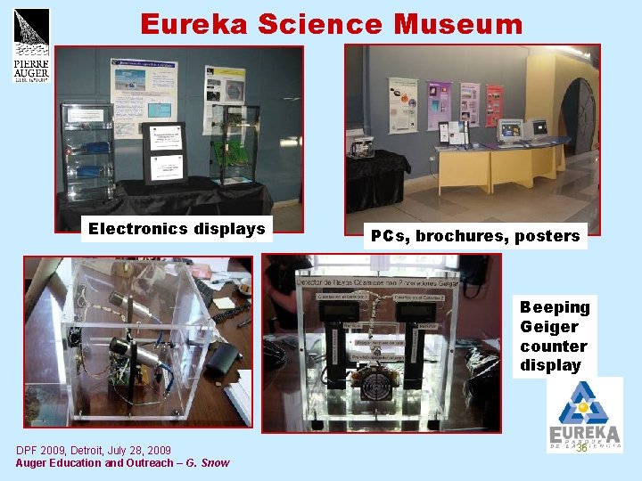 Eureka Science Museum Electronics displays PCs, brochures, posters Beeping Geiger counter display DPF 2009,