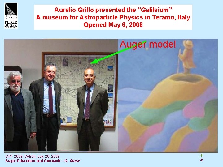 Aurelio Grillo presented the “Galileium” A museum for Astroparticle Physics in Teramo, Italy Opened