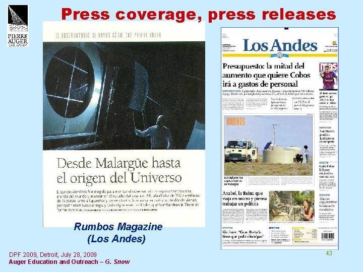 Press coverage, press releases Rumbos Magazine (Los Andes) DPF 2009, Detroit, July 28, 2009