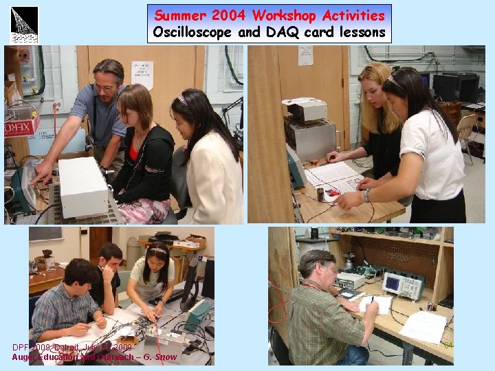 Summer 2004 Workshop Activities Oscilloscope and DAQ card lessons DPF 2009, Detroit, July 28,