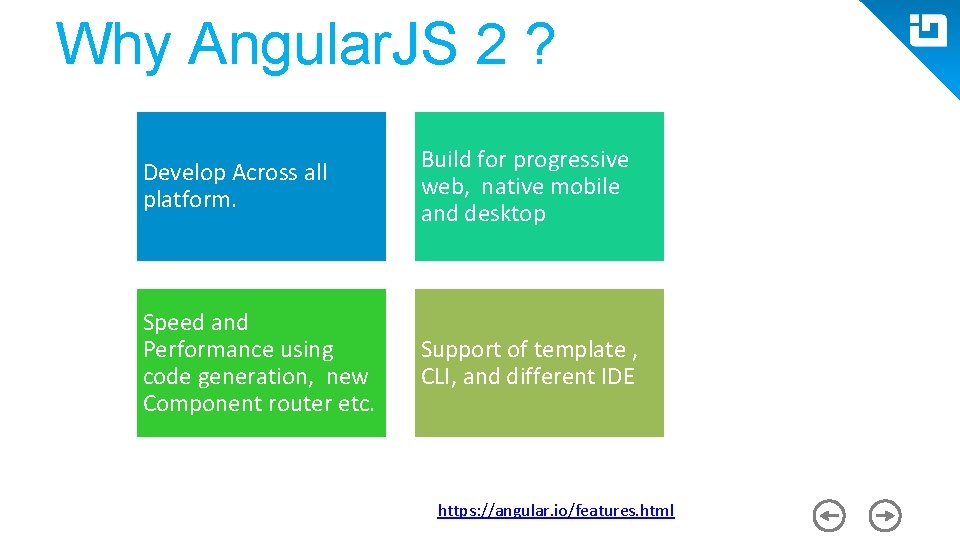 Why Angular. JS 2 ? Develop Across all platform. Build for progressive web, native