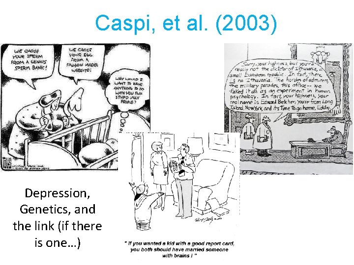 Caspi, et al. (2003) Depression, Genetics, and the link (if there is one…) 
