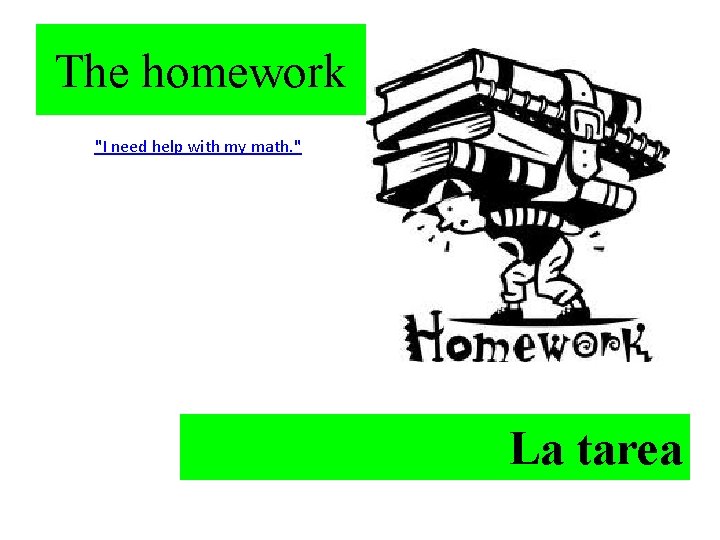 The homework "I need help with my math. " La tarea 