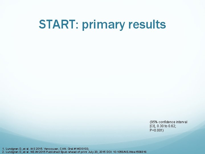 START: primary results (95% confidence interval [CI], 0. 30 to 0. 62; P<0. 001)